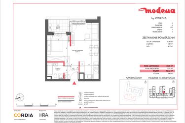 Rzut - Mieszkanie na sprzedaż 1 pokój o powierzchni 41,29 m² - numer A.077 w Modena II