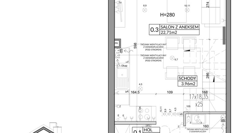 Rzut - Dom na sprzedaż 3 pokoje o powierzchni 65,83 m² - numer 18A w Nova Magdalenka 7