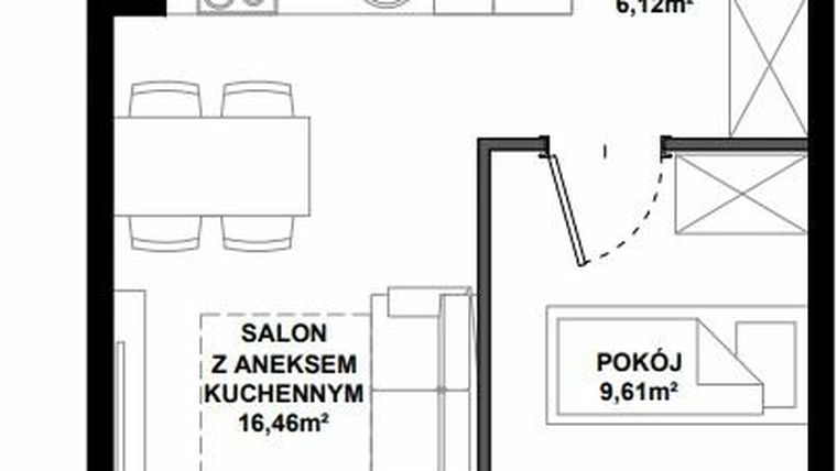 Rzut - Mieszkanie na sprzedaż 2 pokoje o powierzchni 38,22 m² - numer A.105 w Apartamenty Bałtyk