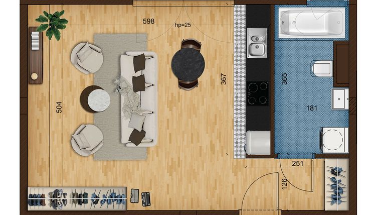 Rzut - Mieszkanie na sprzedaż 1 pokój o powierzchni 38,76 m² - numer 2.16 w Nowe Zabrze