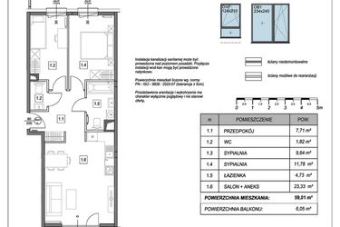Rzut - Mieszkanie na sprzedaż 3 pokoje o powierzchni 59,01 m² - numer B.5.1 w #NaSwoim2