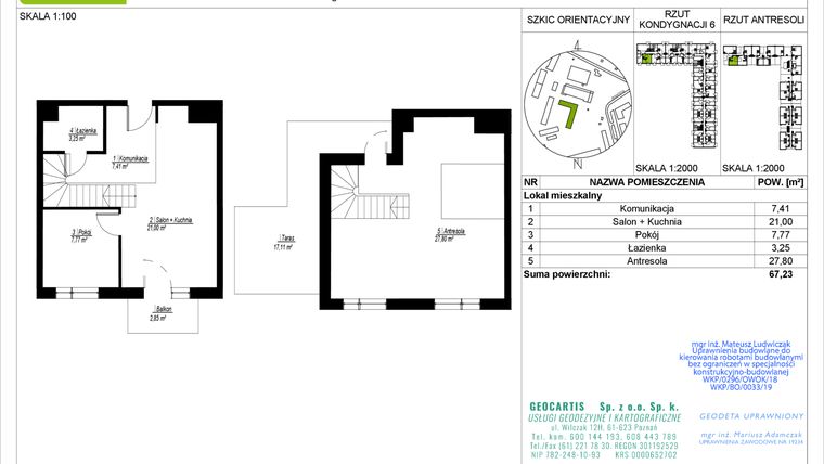 Rzut - Mieszkanie na sprzedaż 3 pokoje o powierzchni 67,23 m² - numer A22 w Jasielska 8C