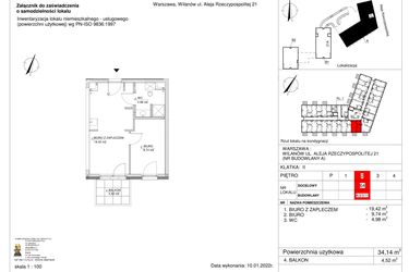 Rzut - Lokal użytkowy na sprzedaż 2 pokoje o powierzchni 34,14 m² - numer 64 w RZ21