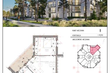 Rzut - Mieszkanie na sprzedaż 3 pokoje o powierzchni 54,88 m² - numer 8 w Grasera 12