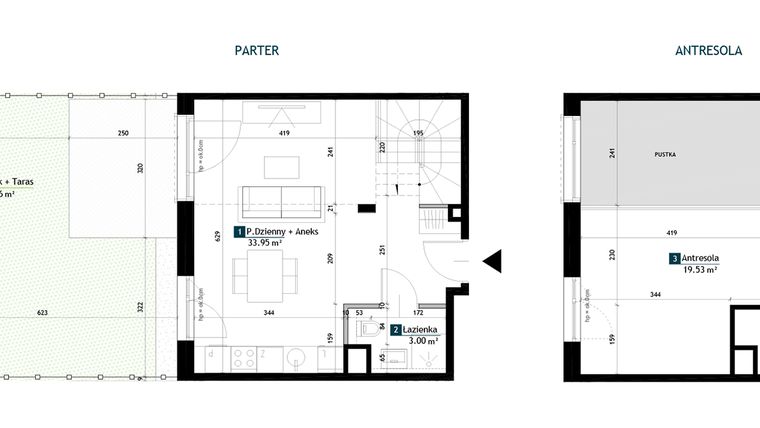 Rzut - Mieszkanie na sprzedaż 1 pokój o powierzchni 56,48 m² - numer AA0003 w Viva Cité 2