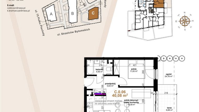 Rzut - Mieszkanie na sprzedaż 2 pokoje o powierzchni 40,08 m² - numer C.0.6 w Vanda Park