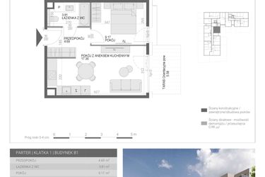 Rzut - Mieszkanie na sprzedaż 2 pokoje o powierzchni 35,03 m² - numer M9 w Modern House II
