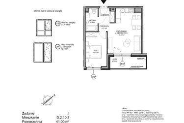 Rzut - Mieszkanie na sprzedaż 2 pokoje o powierzchni 41 m² - numer D.2.10.2 w Rumia Centralna