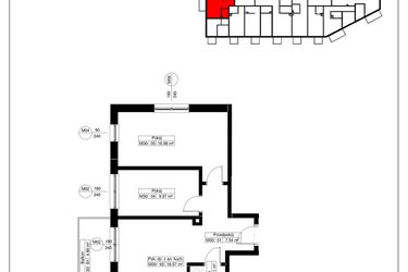 Rzut - Mieszkanie na sprzedaż 3 pokoje o powierzchni 57,27 m² - numer 30 w Światowida 61B