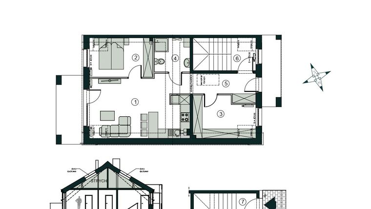 Rzut - Mieszkanie na sprzedaż 3 pokoje o powierzchni 66,43 m² - numer M2 w Aleja Wiśniowa Pogórze