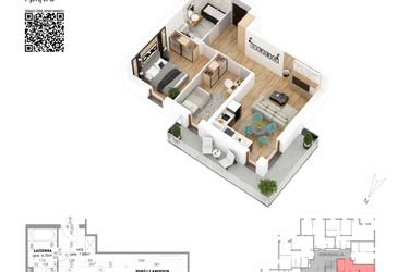 Rzut - Mieszkanie na sprzedaż 3 pokoje o powierzchni 53,23 m² - numer 7 w Villa Park - Etap IV