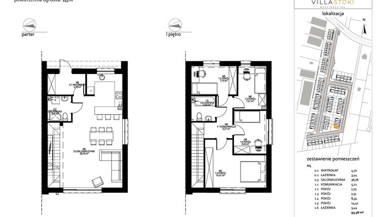 Rzut - Dom na sprzedaż 5 pokoi o powierzchni 92,31 m² - numer M5 w Villa Stoki (domy)