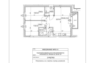 Rzut - Mieszkanie na sprzedaż 3 pokoje o powierzchni 62,04 m² - numer B6 w Bruska