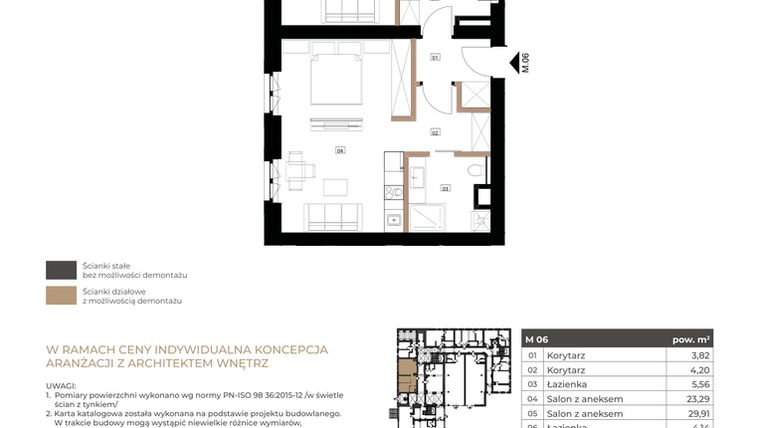 Rzut - Mieszkanie na sprzedaż 3 pokoje o powierzchni 73,95 m² - numer M06 w Apartamenty Królewska Huta