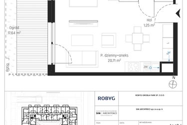Rzut - Mieszkanie na sprzedaż 1 pokój o powierzchni 36,17 m² - numer J.1M34 w Nadmotławie Apartments etap J