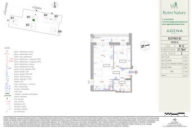 Rzut - Mieszkanie na sprzedaż 2 pokoje o powierzchni 37,78 m² - numer B3M12 w Rytm Natury