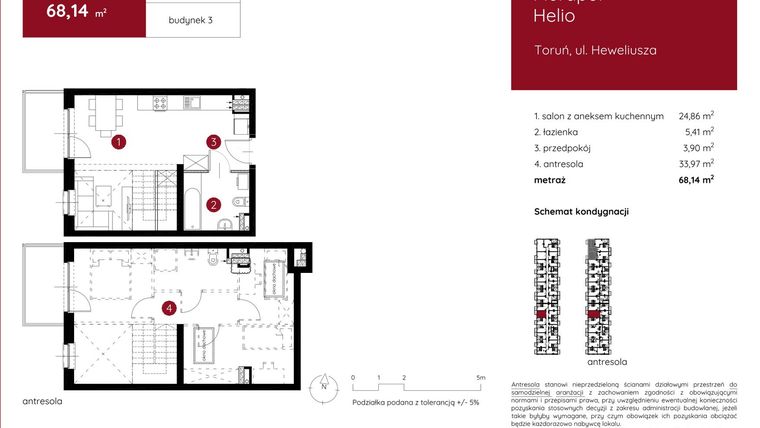 Rzut - Mieszkanie na sprzedaż 1 pokój o powierzchni 68,58 m² - numer 3.A.2.09 w Murapol Helio