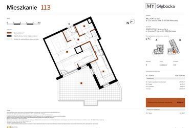 Rzut - Mieszkanie na sprzedaż 2 pokoje o powierzchni 47,66 m² - numer 113 w MY Głębocka