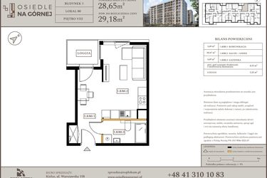 Rzut - Mieszkanie na sprzedaż 1 pokój o powierzchni 28,65 m² - numer M80 w Osiedle Na Górnej etap V