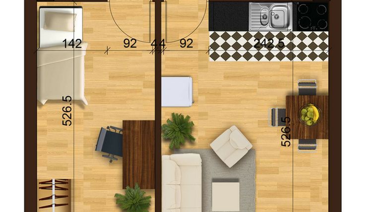 Rzut - Mieszkanie na sprzedaż 2 pokoje o powierzchni 40,23 m² - numer 6C.90 w Mierzeja Wiślana etap III