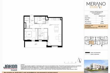 Rzut - Mieszkanie na sprzedaż 3 pokoje o powierzchni 65,42 m² - numer A.A9 w Merano Park II