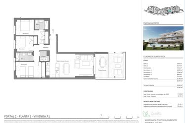 Rzut - Mieszkanie na sprzedaż 2 pokoje o powierzchni 116 m² - numer 2-1-A1 w Zenith Estepona