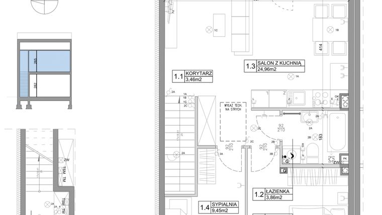 Rzut - Mieszkanie na sprzedaż 3 pokoje o powierzchni 61,95 m² - numer 74 w Boska Ksawerowska V