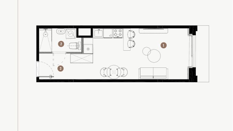 Rzut - Mieszkanie na sprzedaż 1 pokój o powierzchni 30,15 m² - numer B.02.10 w WIMA APARTMENTS