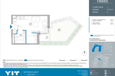 Rzut - Mieszkanie na sprzedaż 1 pokój o powierzchni 27,1 m² - numer FA0005 w Spokojny Mokotów etap II