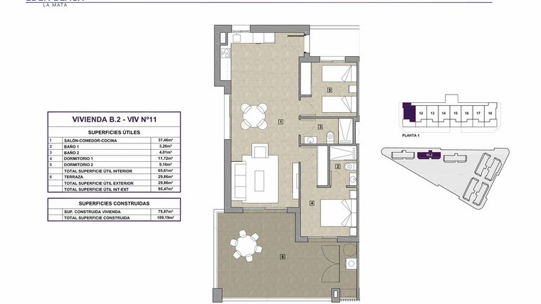 Rzut - Mieszkanie na sprzedaż 2 pokoje o powierzchni 75,87 m² - numer 11 w Eden Beach 2