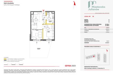 Rzut - Mieszkanie na sprzedaż 2 pokoje o powierzchni 42,58 m² - numer 50 w Miasteczko Julianów