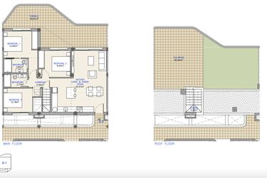 Rzut - Mieszkanie na sprzedaż 2 pokoje o powierzchni 92,72 m² - numer 2.3 w Mieszkania w Los Alcazares, RD-65933