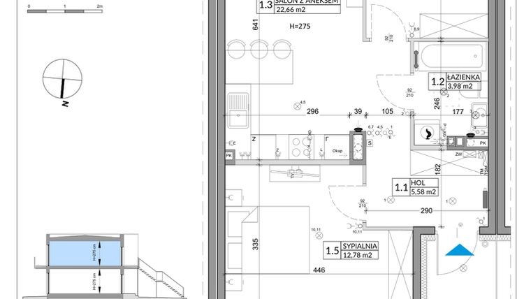 Rzut - Mieszkanie na sprzedaż 3 pokoje o powierzchni 56,89 m² - numer 59B w Osiedle Młodych etap IX