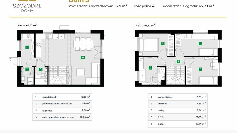 Rzut - Dom na sprzedaż 4 pokoje o powierzchni 89,57 m² - numer 5 w Szczodre Domy