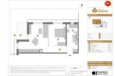 Rzut - Mieszkanie na sprzedaż 2 pokoje o powierzchni 48,3 m² - numer R3 w Wille Biskupin III