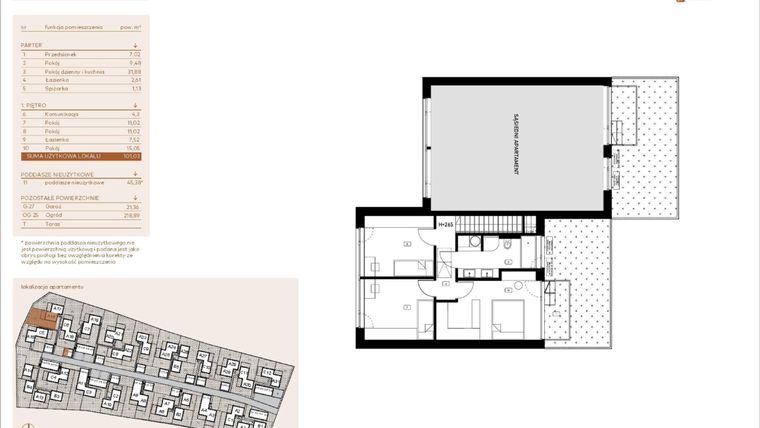 Rzut - Mieszkanie na sprzedaż 5 pokoi o powierzchni 101,03 m² - numer A16 w Kosocicka Ambient