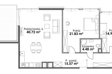 Rzut - Mieszkanie na sprzedaż 4 pokoje o powierzchni 115,95 m² - numer C1-53 w Slow City