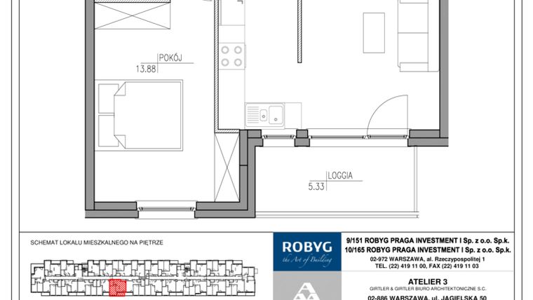Rzut - Mieszkanie na sprzedaż 2 pokoje o powierzchni 47,93 m² - numer MU/2/D/4/6 w Mój Ursus etap 2