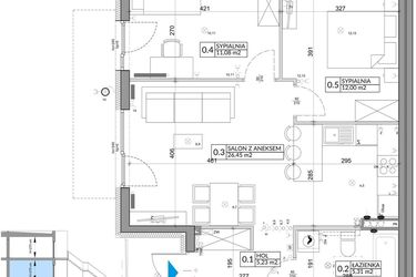 Rzut - Mieszkanie na sprzedaż 3 pokoje o powierzchni 62,2 m² - numer 41A w Osiedle Młodych etap V