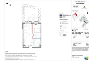 Rzut - Mieszkanie na sprzedaż 2 pokoje o powierzchni 39,72 m² - numer A.0.52 w My Forest