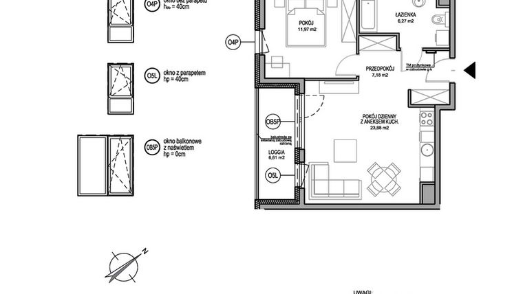 Rzut - Mieszkanie na sprzedaż 2 pokoje o powierzchni 49,3 m² - numer D.2.7.4 w Rumia Centralna
