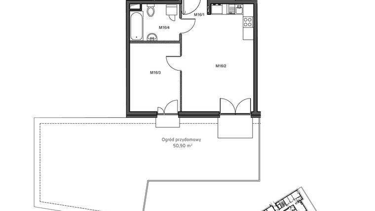 Rzut - Mieszkanie na sprzedaż 2 pokoje o powierzchni 41,04 m² - numer 16 w Wzgórze Krzemionki II