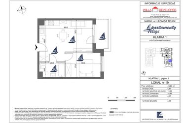 Rzut - Mieszkanie na sprzedaż 2 pokoje o powierzchni 39,8 m² - numer 19 w Apartamenty Teligi
