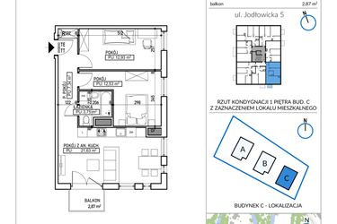 Rzut - Mieszkanie na sprzedaż 3 pokoje o powierzchni 58,18 m² - numer 5-12 w Jodłowicka 5