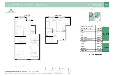 Rzut - Mieszkanie na sprzedaż 4 pokoje o powierzchni 102,05 m² - numer 13-M1 w Osiedle Niezapominajek