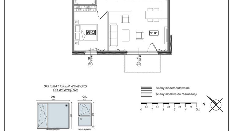Rzut - Mieszkanie na sprzedaż 2 pokoje o powierzchni 49,57 m² - numer 8.A.06 w Urzeka bud. 8