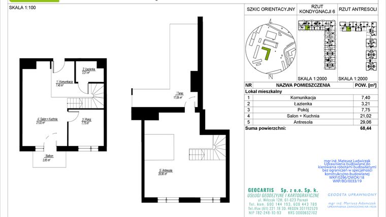 Rzut - Mieszkanie na sprzedaż 3 pokoje o powierzchni 68,44 m² - numer A21 w Jasielska 8C
