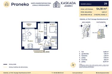 Rzut - Mieszkanie na sprzedaż 2 pokoje o powierzchni 54,18 m² - numer B2_3M02 w Kaskada Jasień - etap II