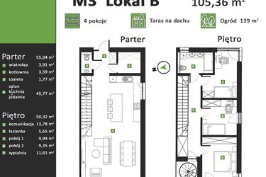 Rzut - Dom na sprzedaż 4 pokoje o powierzchni 105,36 m² - numer M3.B w Zielona Polana 3