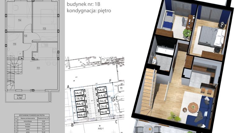 Rzut - Mieszkanie na sprzedaż 4 pokoje o powierzchni 82,17 m² - numer 1/2 w Apartamenty Sikorskiego